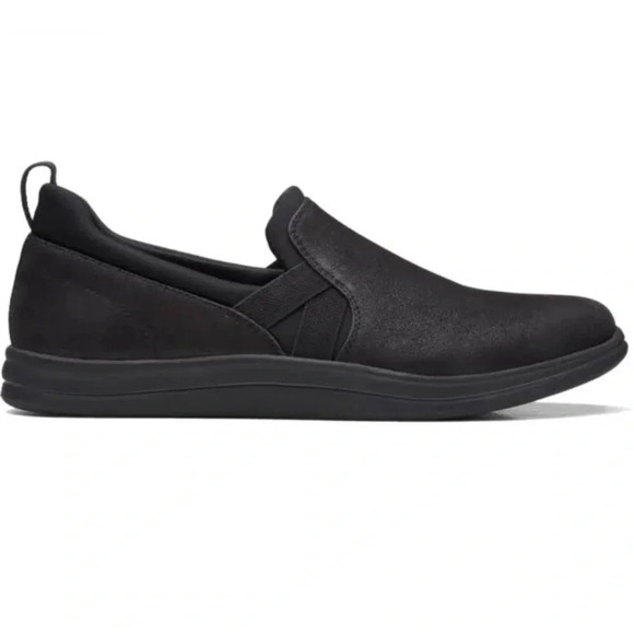 Clarks Breeze Bali Black Faux Suede Slip On Shoes Women's Size 7.5 - Picture 1 of 10